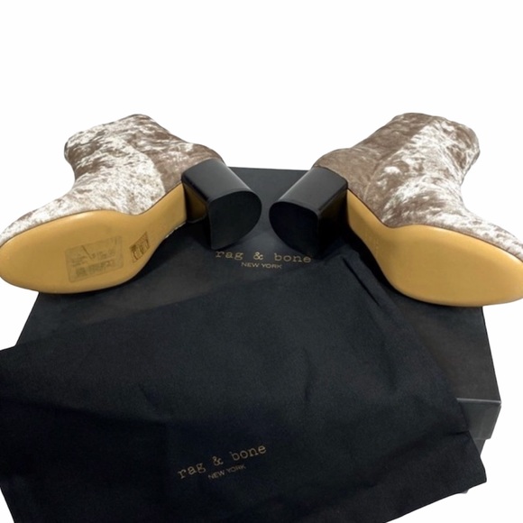 Rag & Bone Drea Crushed Velvet Ankle Zip Boots Dove Beige Sz 5 EU 35 NIB NWT - Picture 7 of 7